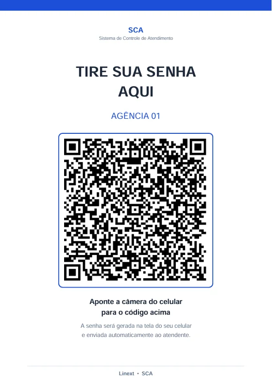 Material A5 com QR Code pronto pra imprimir e colar na entrada da agência